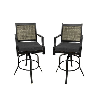 2-Pack Aluminum Outdoor Swivel Bar Stools with Cushions