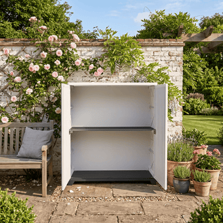 75 Gal. Outdoor Resin Storage Cabinet, 1-Shelf Patio Deck Box for Garden Tools, Porch & Indoor Storage