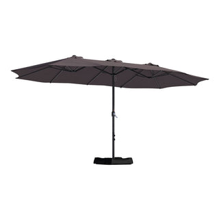 15FT Rectangular Patio Umbrella with Base & Crank Lift – Large Outdoor Market Umbrella for Backyard, Deck & Poolside