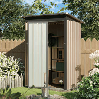5 x 3 FT Metal Garden Storage Shed with Pent Roof & Side Hinged Door, Compact Outdoor Tool Shed for Patio, Backyard & Lawn Storage