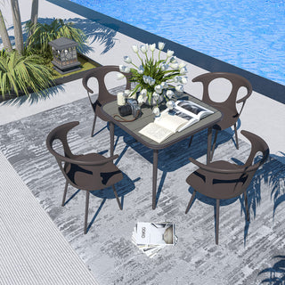 Mondawe 5 Pieces Outdoor Patio Dining Set with 1 Table & 4 Chairs for Balcony Backyard Garden
