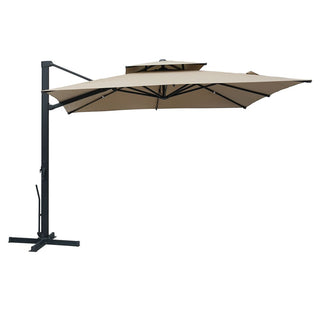 10FT Aluminum Cantilever Patio Umbrella with Removable LED Light Strips for Outdoor Shade