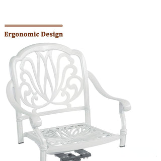 2-Piece White Cast Aluminum Outdoor Patio Swivel Dining Chairs for Garden, Deck & Backyard