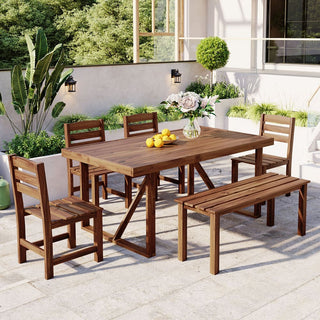 High-Quality Acacia Wood Patio Dining Set, Weather Resistant Outdoor Table & Chair Furniture for Backyard, Balcony & Garden
