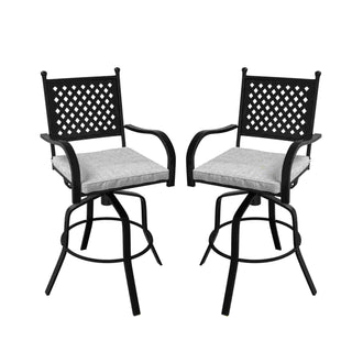 Aluminum Outdoor Swivel Bar Chairs with Cushions – Patio High Dining Chairs for Deck or Poolside