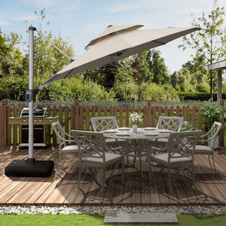 10 Ft Octagon Aluminum 360° Cantilever Patio Umbrella with Cover – Outdoor Yard Shade