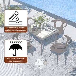 Mondawe 5 Pieces Outdoor Patio Dining Set with 1 Table & 4 Chairs for Balcony Backyard Garden