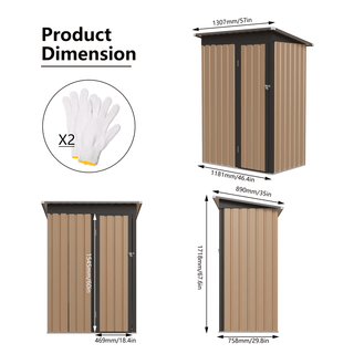 5 x 3 FT Metal Garden Storage Shed with Pent Roof & Side Hinged Door, Compact Outdoor Tool Shed for Patio, Backyard & Lawn Storage