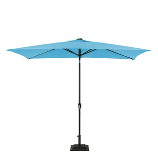 10Ft Outdoor Rectangular Umbrella with 26 Solar-Powered LED Lights, Crank and Tilt