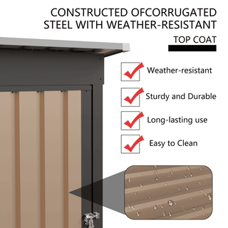 5 x 3 FT Metal Garden Storage Shed with Pent Roof & Side Hinged Door, Compact Outdoor Tool Shed for Patio, Backyard & Lawn Storage