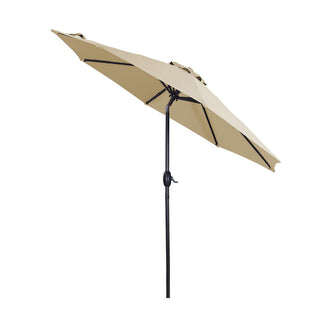 9 ft Aluminum Market Patio Umbrella with Push Button Tilt & Crank Lift, Outdoor Sun Umbrella in Taupe