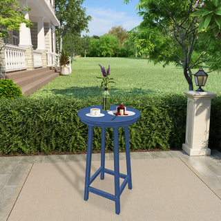 Navy HIPS Bar Height Bistro Table Outdoor Patio Side Table for Backyard Deck Porch
