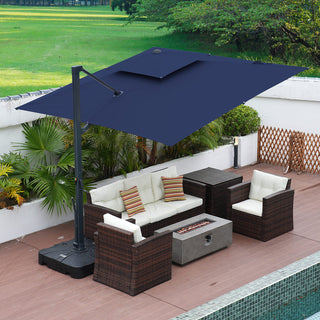 10FT Aluminum Cantilever Patio Umbrella with Removable LED Light Strips for Outdoor Shade