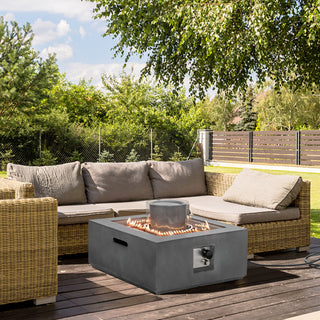 28 Inch 50000 BTU Patio Square Propane Fire Pit with PVC Cover