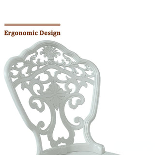 2-Piece Antique Bronze/White Cast Aluminum Stackable Outdoor Dining Chairs with Elegant European-Style Design for Patio & Garden
