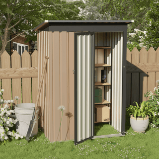5 x 3 FT Metal Garden Storage Shed with Pent Roof & Side Hinged Door, Compact Outdoor Tool Shed for Patio, Backyard & Lawn Storage