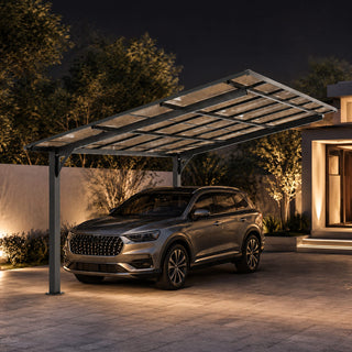 10x12 FT Galvanized Steel Carport with PC Roof, Outdoor Vehicle Shelter & Patio Shade for Backyard