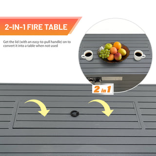 11'' H x 42'' L Steel Propane Outdoor Fire Pit Table with Lid