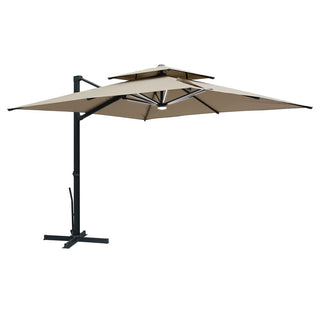 10FT Aluminum Cantilever Patio Umbrella with Removable LED Light Strips for Outdoor Shade