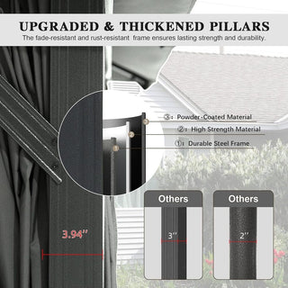 10X14 FT Outdoor Gazebo With Double Roofs, Privacy Curtains, Mosquito Nettings, Heavy Duty Metal Frame Party Tent Canopy