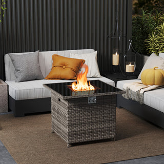 32.5 Inch Propane Fire Pit Table 50000 BTU with Tempered Glass Tabletop
