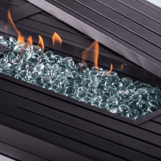 50,000 BTU Propane Fire Pit Table, Aluminum Outdoor Gas Fire Pit with Stainless Steel Burner, Lava Glass & Cover for Patio & Backyard