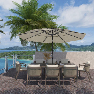 10FT 3-Tier Solar LED Patio Umbrella with Tilt & Crank, Aluminum Market Umbrella for Backyard, Deck & Garden