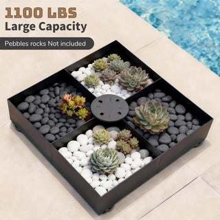 1100LBS Heavy Duty Wheeled Umbrella Base – Detachable Steel Patio Umbrella Stand for Large Cantilever Umbrellas