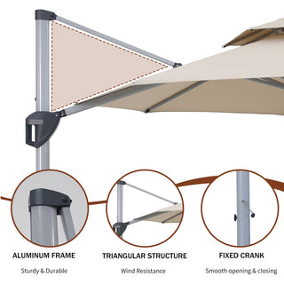 10 Ft Octagon Aluminum 360° Cantilever Patio Umbrella with Cover – Outdoor Yard Shade