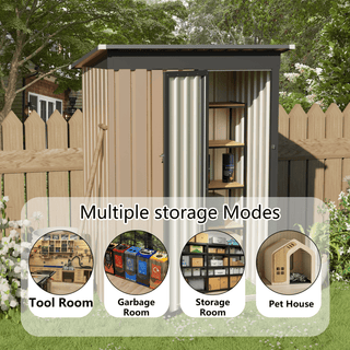 5 x 3 FT Metal Garden Storage Shed with Pent Roof & Side Hinged Door, Compact Outdoor Tool Shed for Patio, Backyard & Lawn Storage
