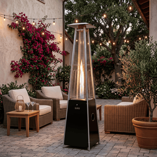 40,000 BTU Propane Quartz Tube Patio Heater with Adjustable Heat & Wheels for Patio, Backyard & Outdoor Gatherings
