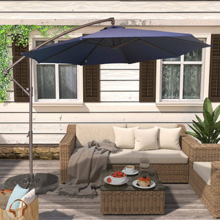 10FT Steel Cantilever Patio Umbrella with 2-Way Stop Crank, Offset Hanging Outdoor Umbrella for Patio, Pool, Deck & Garden