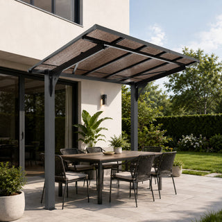 8x5 FT Galvanized Steel Carport with Sloped PC Roof, Multi-Use Outdoor Shelter for Patio, Grill & Garden