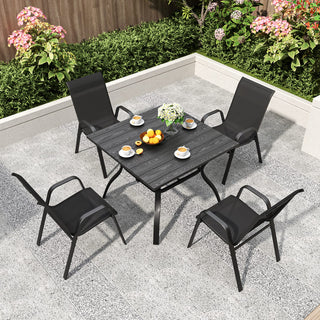 4-Piece Outdoor Patio Dining Chairs Set, Ergonomic Wide Seats with Lumbar Support, Waterproof Teslin Fabric & Rust-Resistant Metal Frame, 350 lbs Capacity