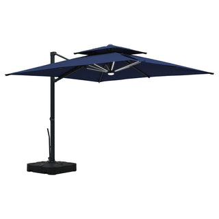 10FT Aluminum Cantilever Patio Umbrella with Removable LED Light Strips for Outdoor Shade