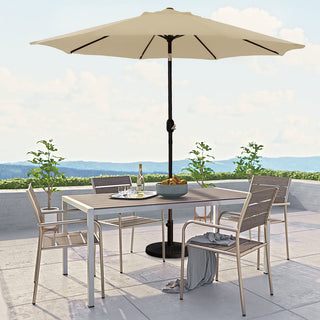9 ft Aluminum Market Patio Umbrella with Push Button Tilt & Crank Lift, Outdoor Sun Umbrella in Taupe