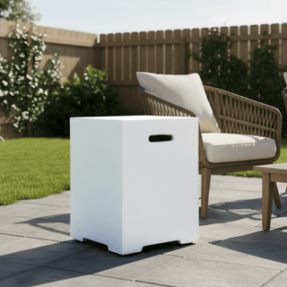 Propane Tank Cover Table, Outdoor Cylinder Hideaway Table for Gas Fire Pit and Gas Griddle, Outdoor Side Table for Fire Pit, Light Concrete