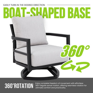 Modern Outdoor Swivel Lounge Chair – Fully Welded Aluminum Frame with 360° Rotation & Sunbrella® Cushion