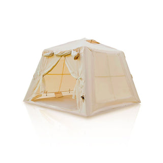 5.76m² Inflatable Camping Tent with Canopy, 4-Season Waterproof Oxford Air Tent for 2-3 Persons with Hand Pump