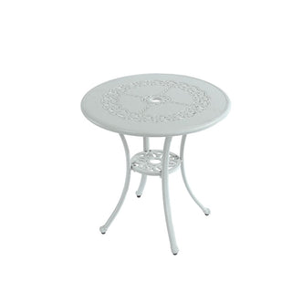 25" Round Ivory Cast Aluminum Outdoor Bistro Table with 1.9" Umbrella Hole, Standard Height for Patio, Balcony & Garden