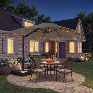 10x13FT Aluminum Cantilever Patio Umbrella with 1100LBS Wheeled Base, 360° Rotation & Stepless Tilt, UV50+ Waterproof Canopy