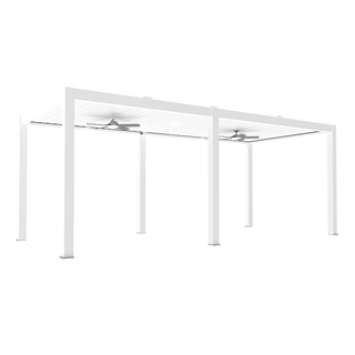 Aluminum Double Pergola Gazebo with Adjustable Louvered Roof & LED