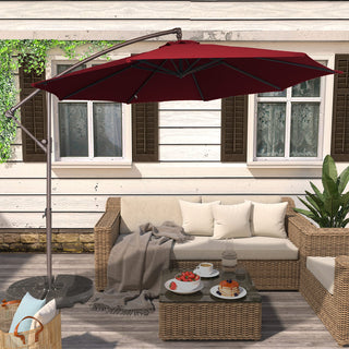 10FT Steel Cantilever Patio Umbrella with 2-Way Stop Crank, Offset Hanging Outdoor Umbrella for Patio, Pool, Deck & Garden