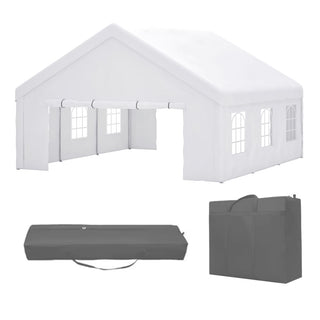 20x20 Ft Heavy-Duty Event Shelter with Removable Sidewalls, Multi-Purpose Outdoor Canopy Tent & Carport for Parties, Weddings