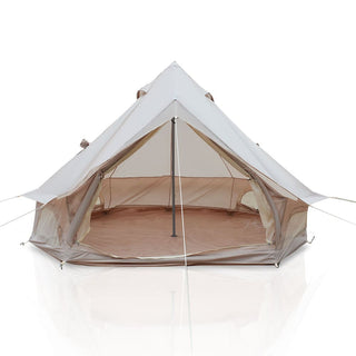 9.8FT 4-Season Bell Tent, Waterproof Glamping Yurt Tent with Stove Jack, Green/Beige Canvas Family Camping Tent for 4 Persons Outdoor Camping & Parties