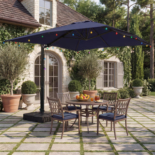 10x13FT Aluminum Cantilever Patio Umbrella with 1100LBS Wheeled Base, 360° Rotation & Stepless Tilt, UV50+ Waterproof Canopy