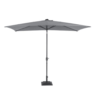 10Ft Outdoor Rectangular Umbrella with 26 Solar-Powered LED Lights, Crank and Tilt