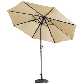 9-ft Aluminum Navy/ Lake Blue/ Tan/ Red Crank Market Patio Umbrella with Lights