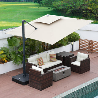 10FT Aluminum Cantilever Patio Umbrella with Removable LED Light Strips for Outdoor Shade