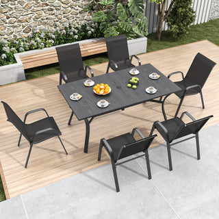 6-Piece Outdoor Patio Dining Chairs Set, Waterproof Teslin Fabric Chairs with Rust-Resistant Metal Frame, 350 lbs Weight Capacity,